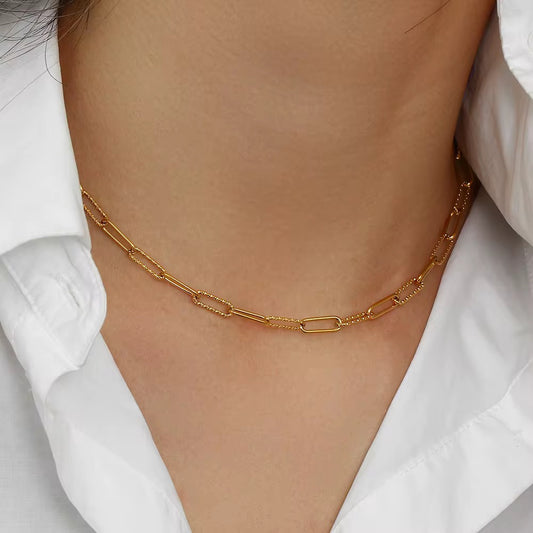 Paperclip Chain Necklace – 18K Gold Plated Stainless Steel