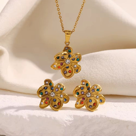 Crystal Flower Jewelry Set