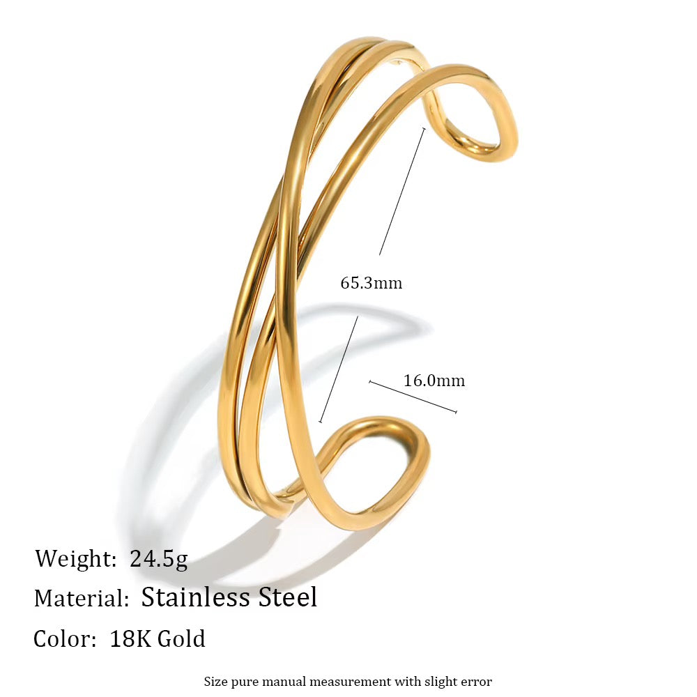 18K Gold Stainless Steel Open Cuff Bracelet