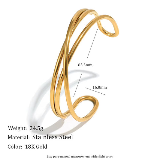 18K Gold Stainless Steel Open Cuff Bracelet