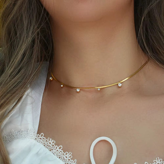 Dainty Crystal Drop Gold Necklace